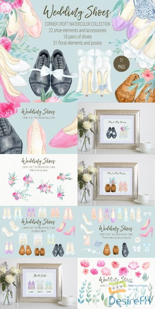 Watercolor Wedding Shoes Collection - 2468105