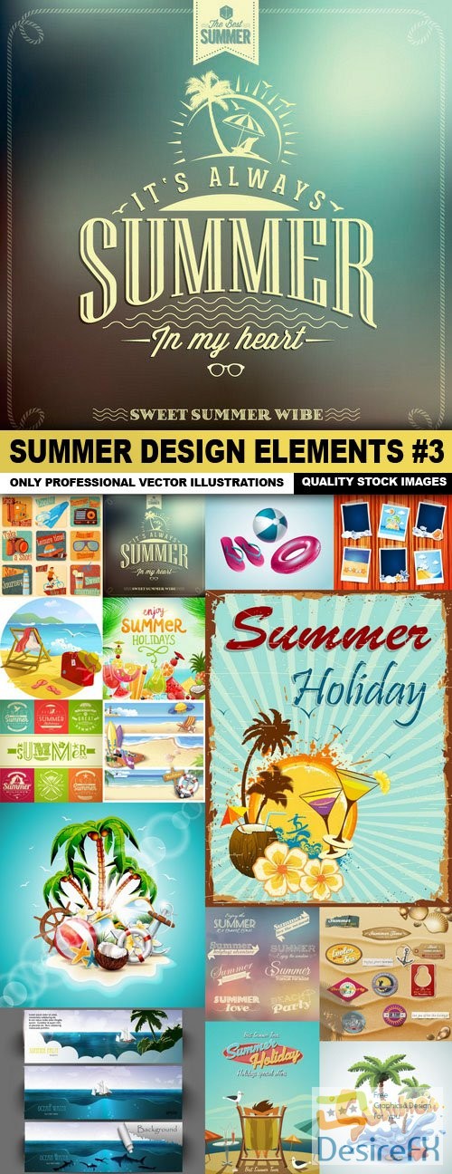 Summer Design Elements #3 - 15 Vector