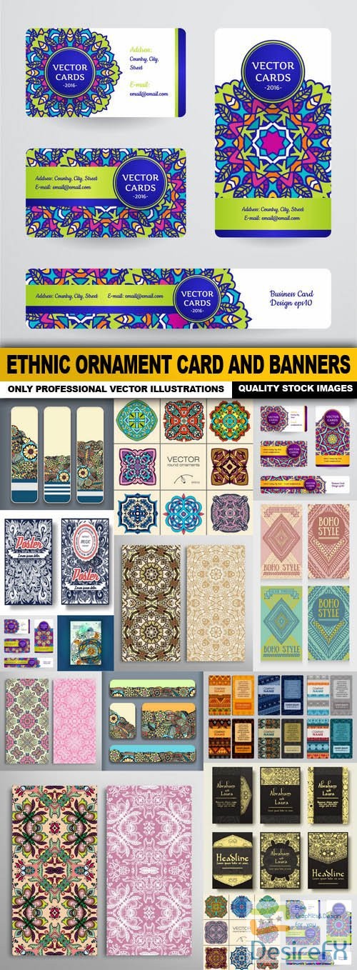 Ethnic Ornament Card And Banners #2 - 15 Vector
