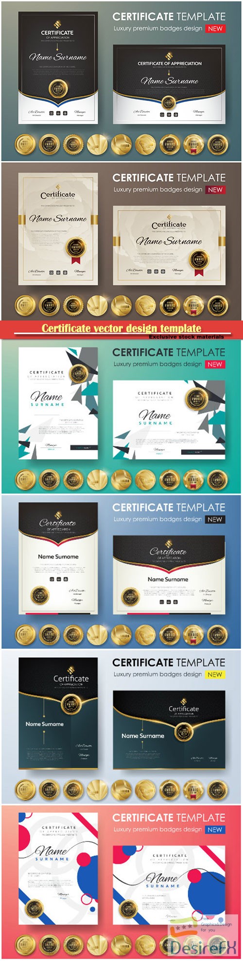 Certificate and vector diploma design template # 61