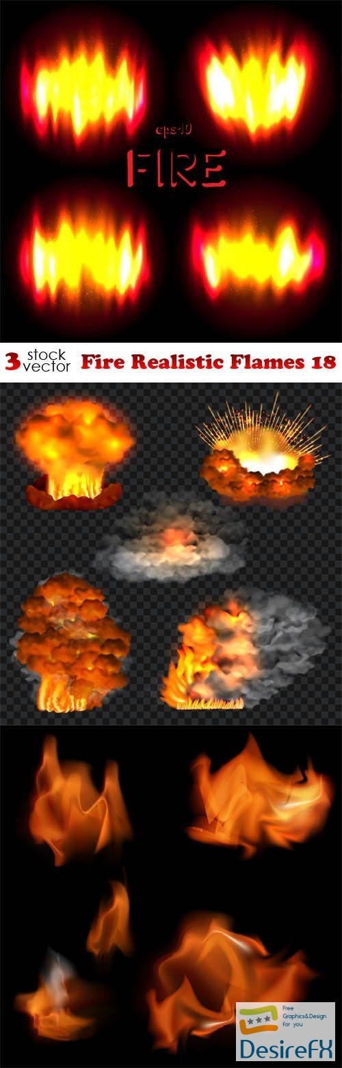 Vectors - Fire Realistic Flames 18