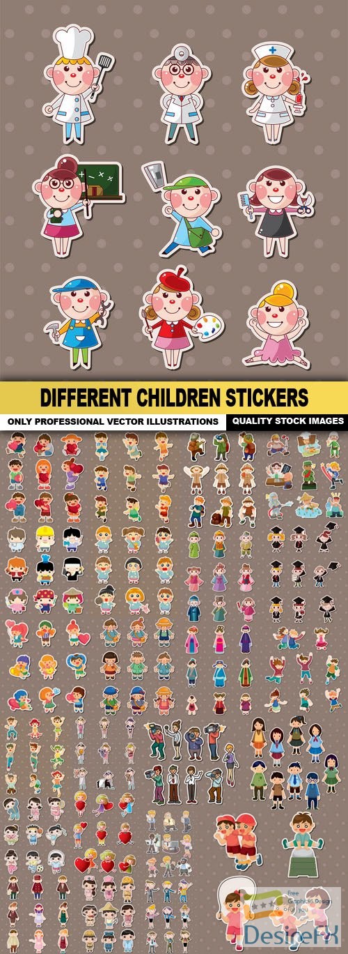 Different Children Stickers - 25 Vector