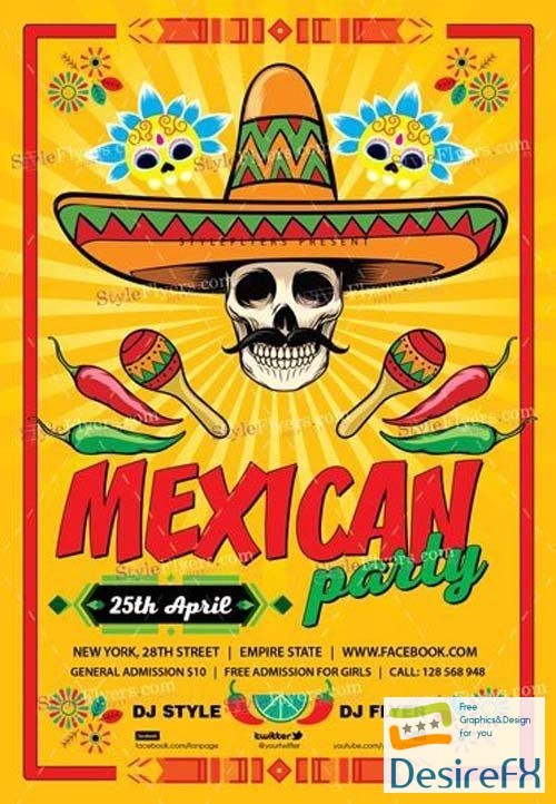 Mexican Party V7 2018 PSD Flyer Template