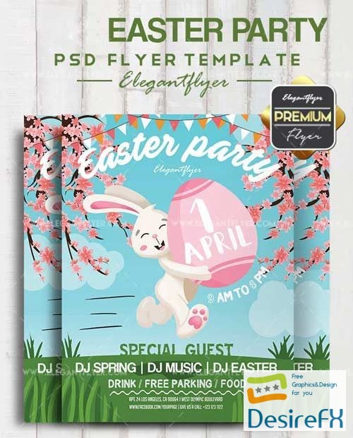 Easter Party V15 2018 Flyer PSD Template + Facebook Cover
