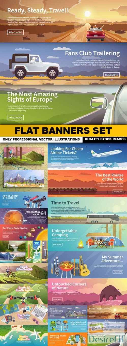 Flat Banners Set - 10 vector