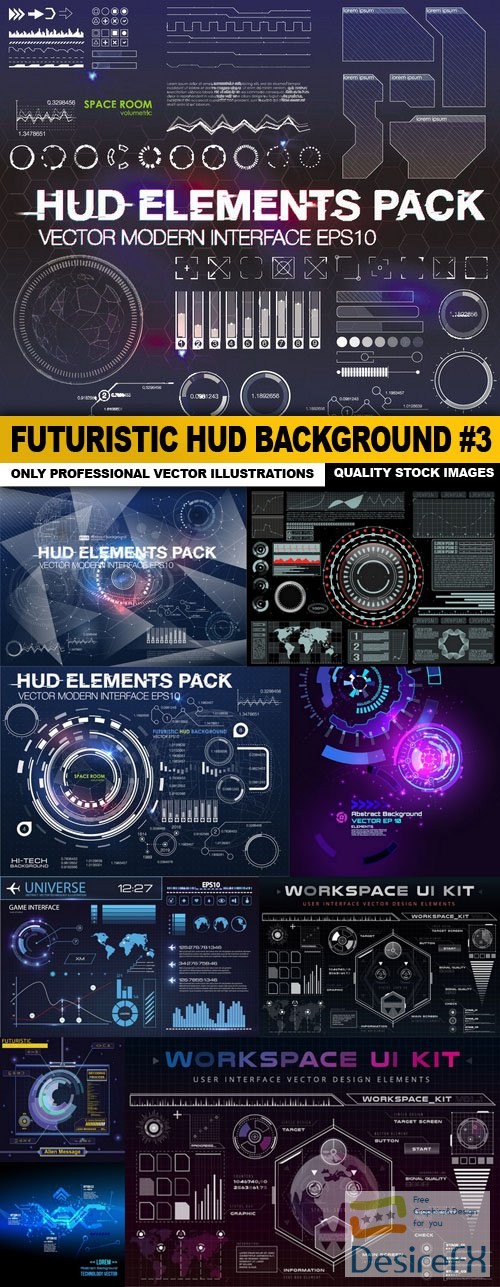 Futuristic HUD Background #3 - 10 Vector