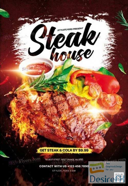 Steak House V1 2018 PSD Flyer Template
