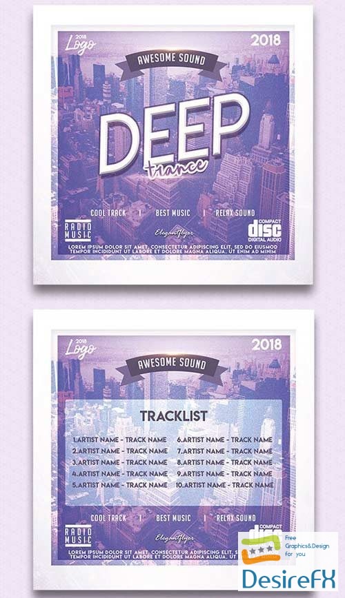 Deep Trance V3 2018 CD Cover PSD Template