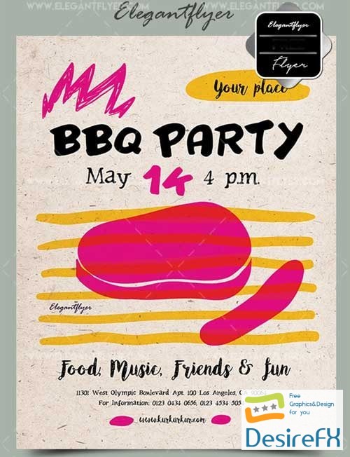 BBQ Party V6 2018 Flyer PSD Template + Facebook Cover