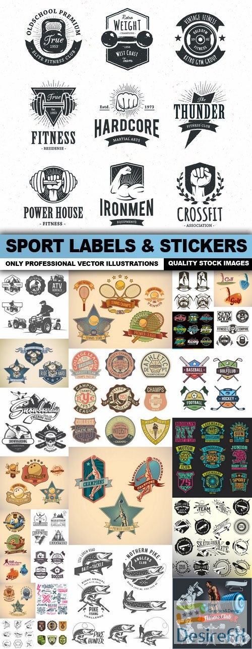 Sport Labels & Stickers - 25 Vector