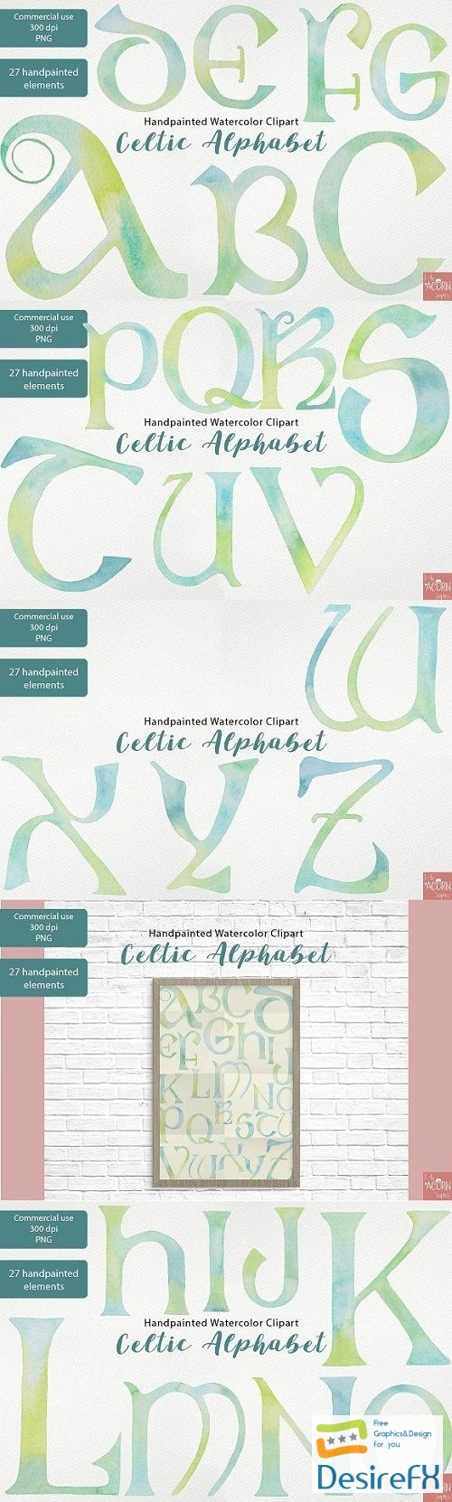 Watercolor Clipart Celtic Alphabet - 2322598