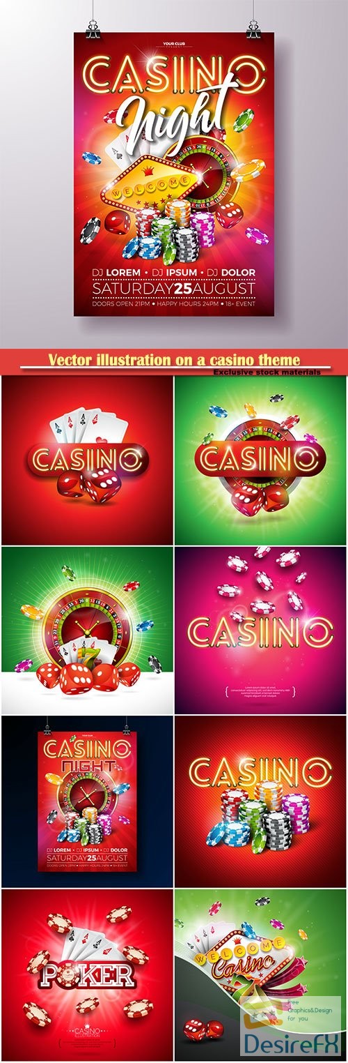 Vector illustration on a casino theme, gambling design for invitation or promo banner