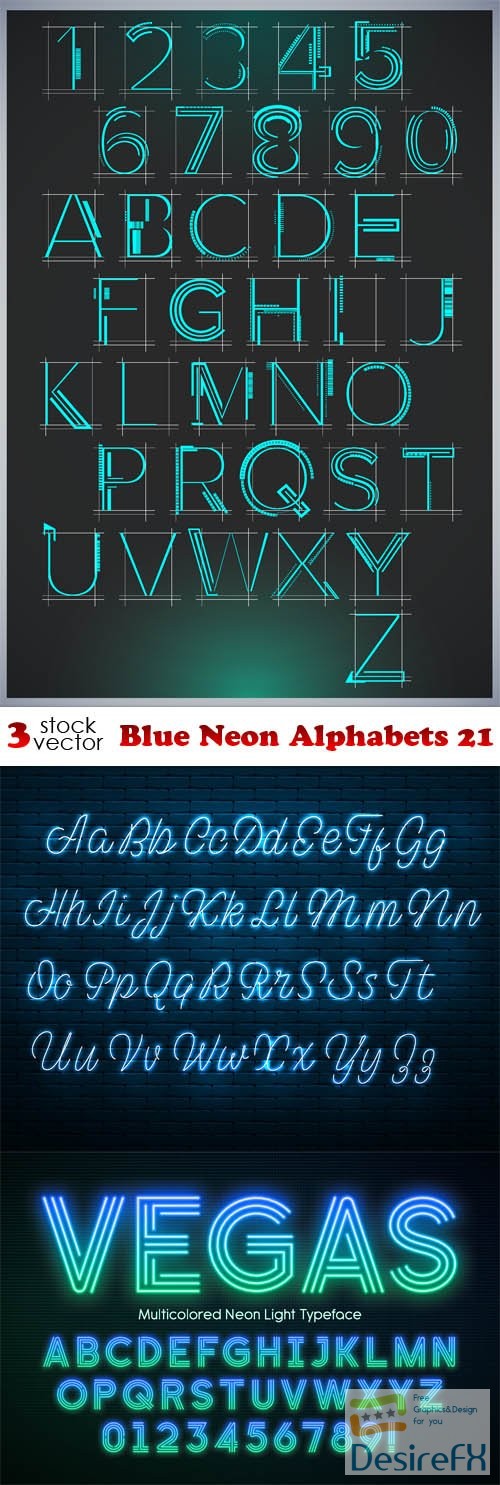 Vectors - Blue Neon Alphabets 21