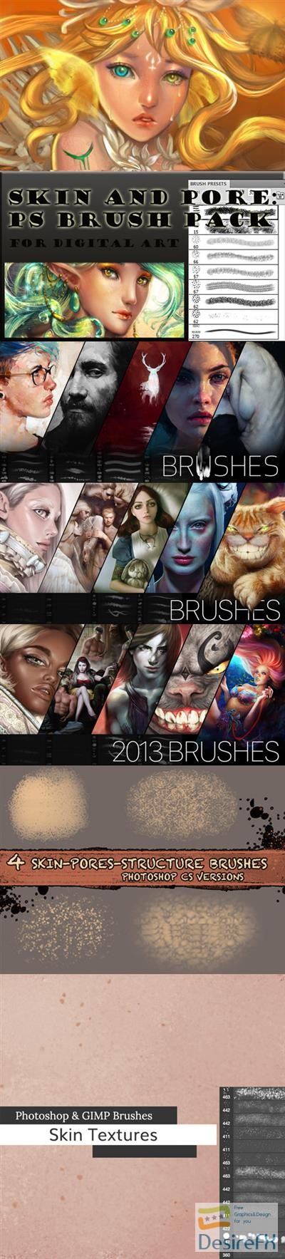 Skin Texture & Pore Brushes for Photoshop