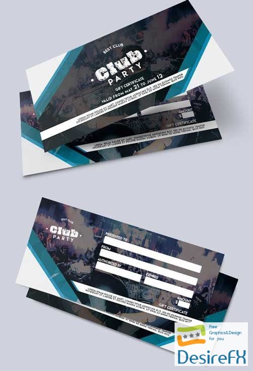 Club Party V4 2018 Gift Certificate PSD Template