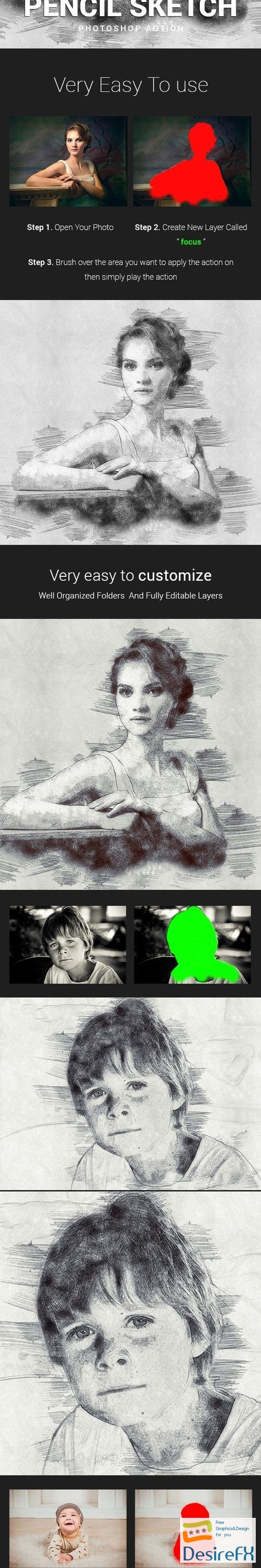 Pencil Sketch Photoshop Action Photo Effects 21683660