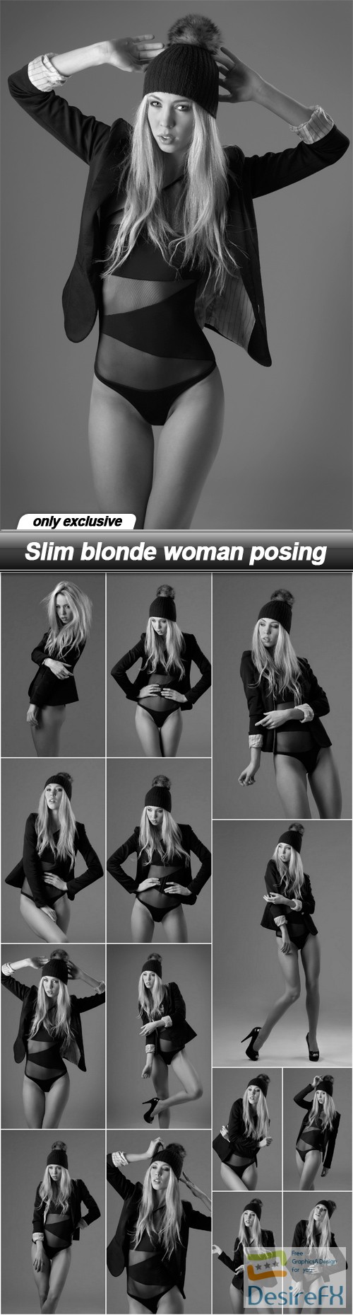 Slim blonde woman posing