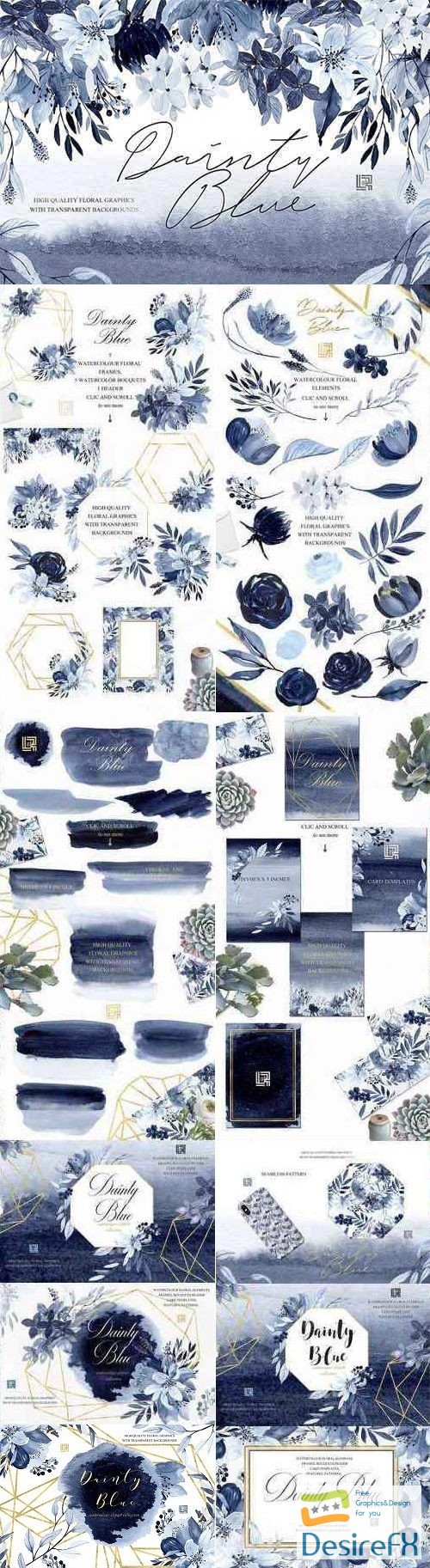 Dainty blue Navy blue flowers - 2414342
