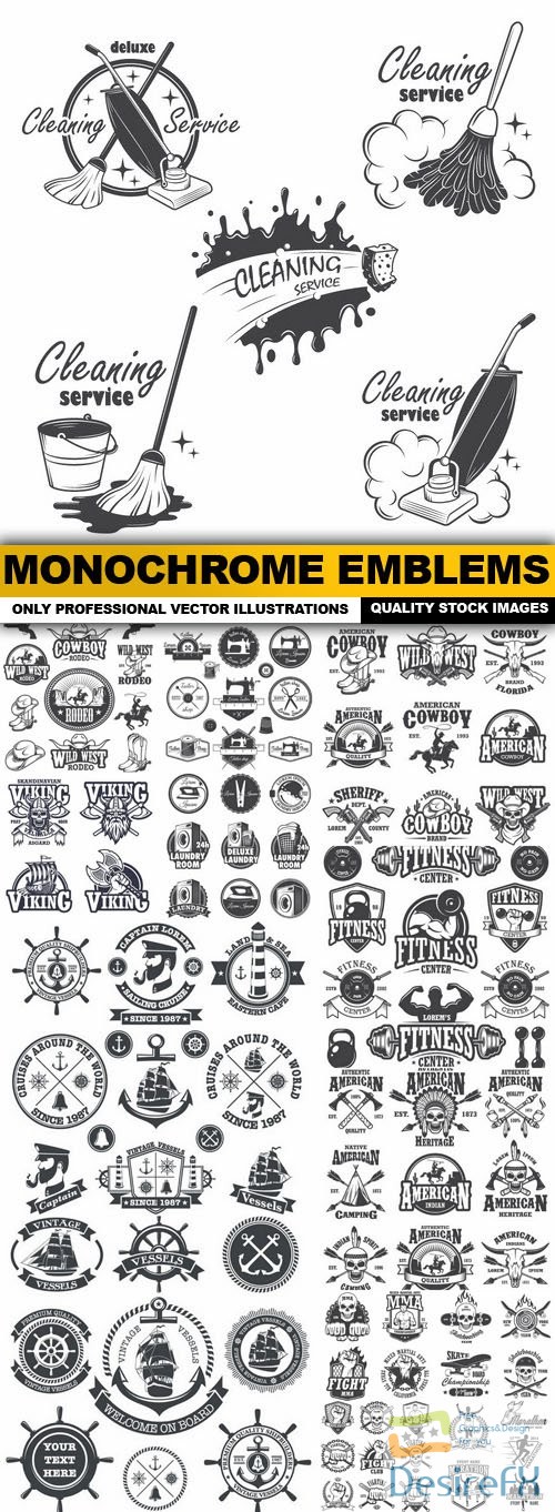 Monochrome Emblems - 14 Vector