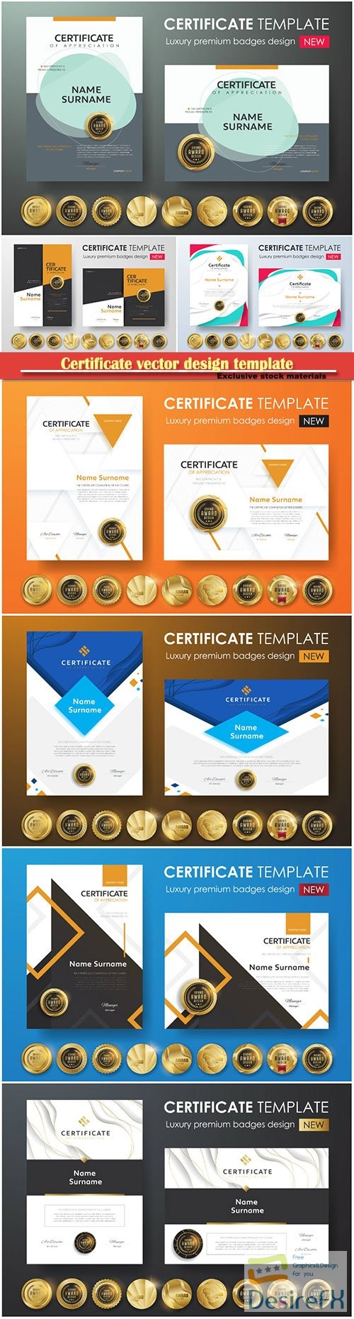 Certificate and vector diploma design template # 64