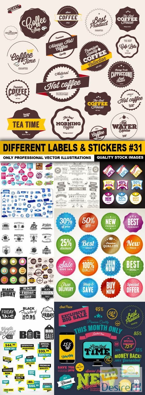 Different Labels &amp; Stickers #31 - 12 Vector