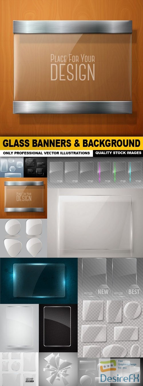Glass Banners &amp; Background - 15 Vector