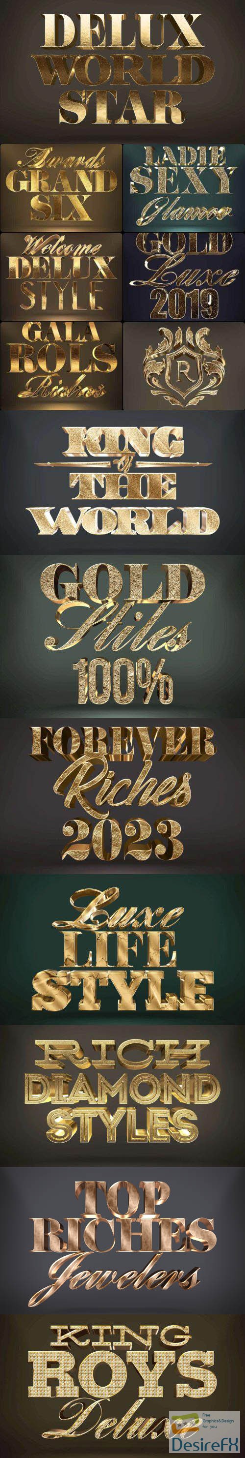 Golden 3D Text Styles for Photoshop