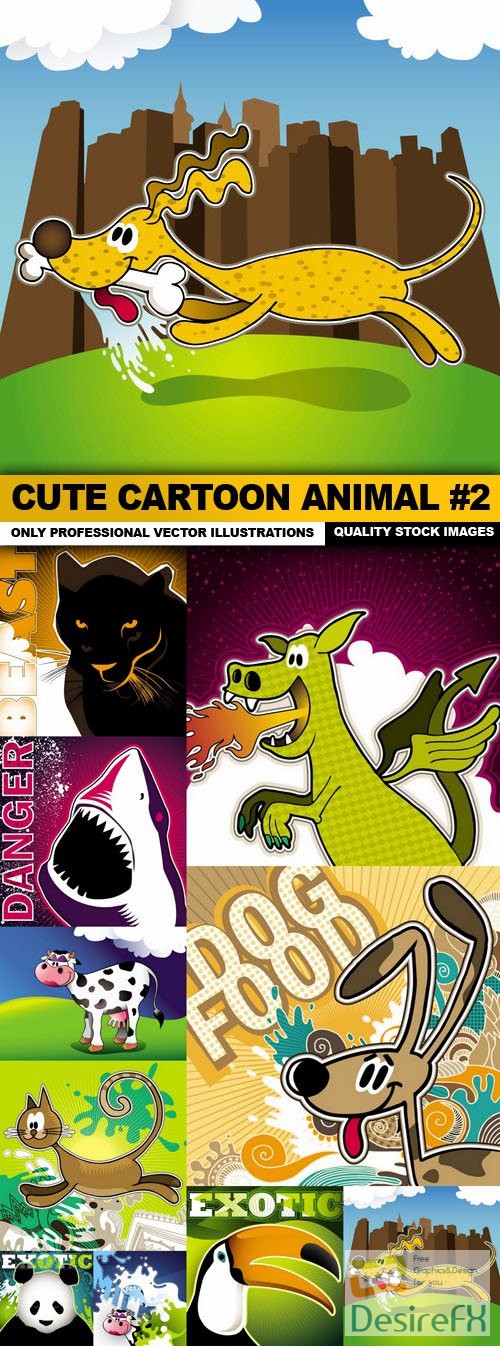 Cute Cartoon Animal #2 - 10 Vector