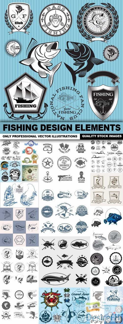 Fishing Design Elements - 25 Vector