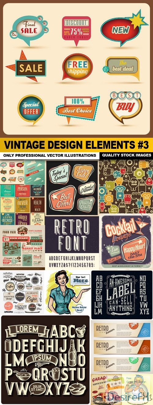 Vintage Design Elements #3 - 15 Vector