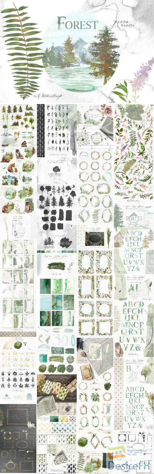 Forest - Green Watercolor Bundle - 2135568