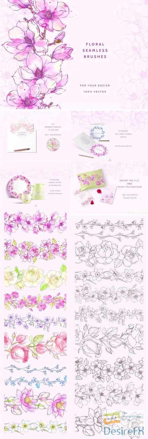 Vector Floral Brush Collection - 2424879