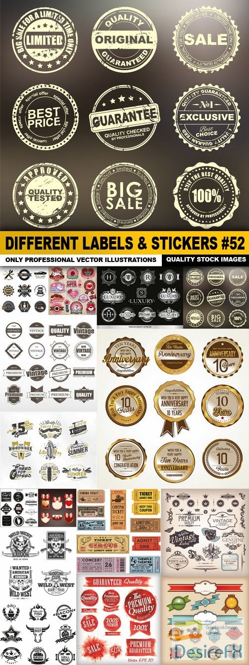 Different Labels &amp; Stickers #52 - 15 Vector
