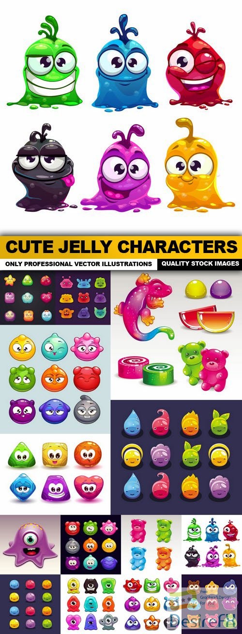 Cute Jelly Characters - 15 Vector