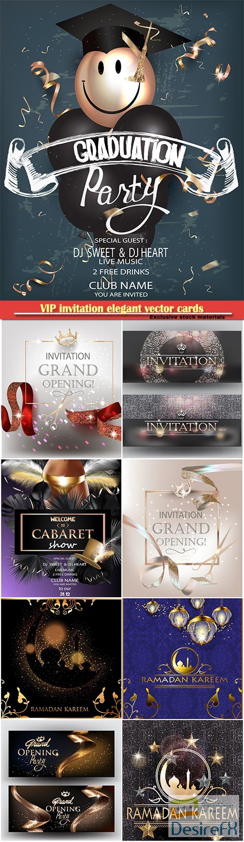 Elegant invitation VIP card, Ramadan kareem vector greeting card, grand opening banner
