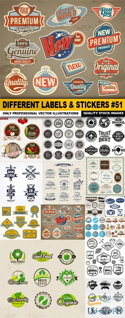 Different Labels &amp; Stickers #51 - 15 Vector