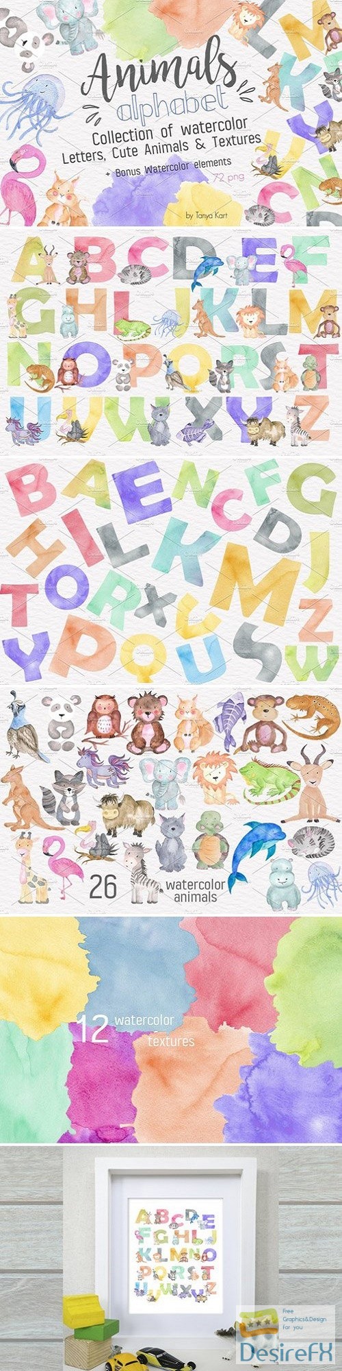 Animals Alphabet Watercolor Kit 1536245