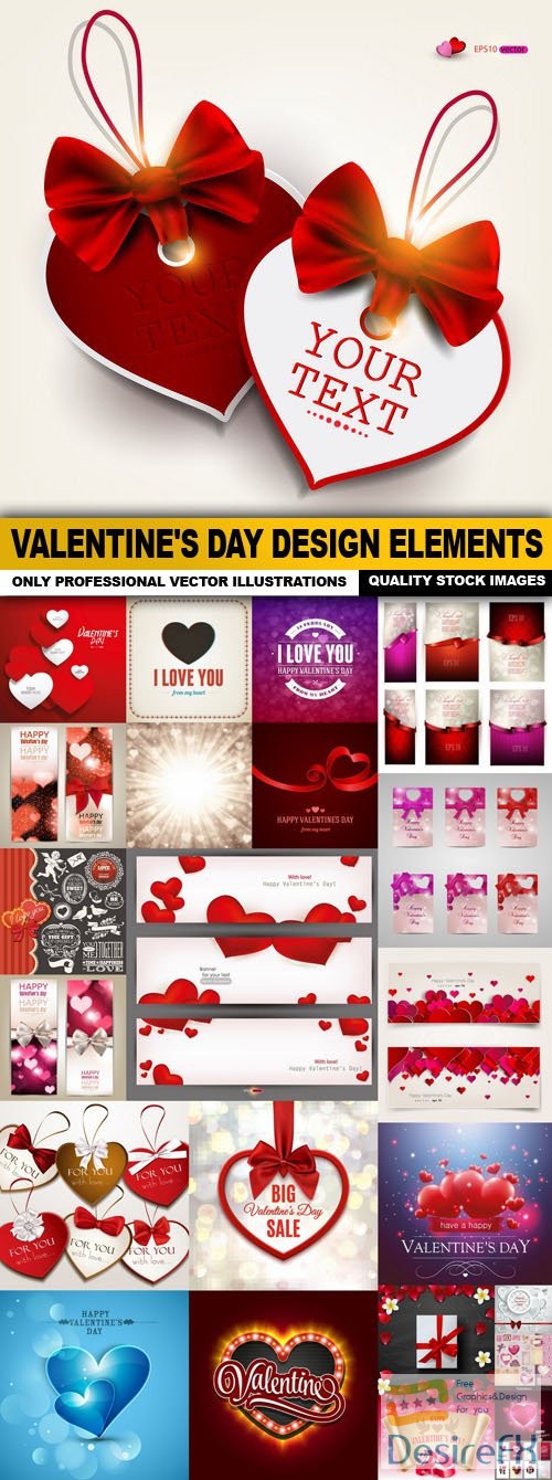 Valentine's Day Design Elements - 21 Vector