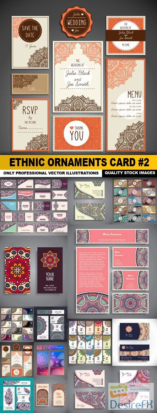 Ethnic Ornaments Card #2 - 15 Vector