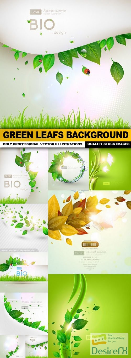 Green Leafs Background - 10 Vector