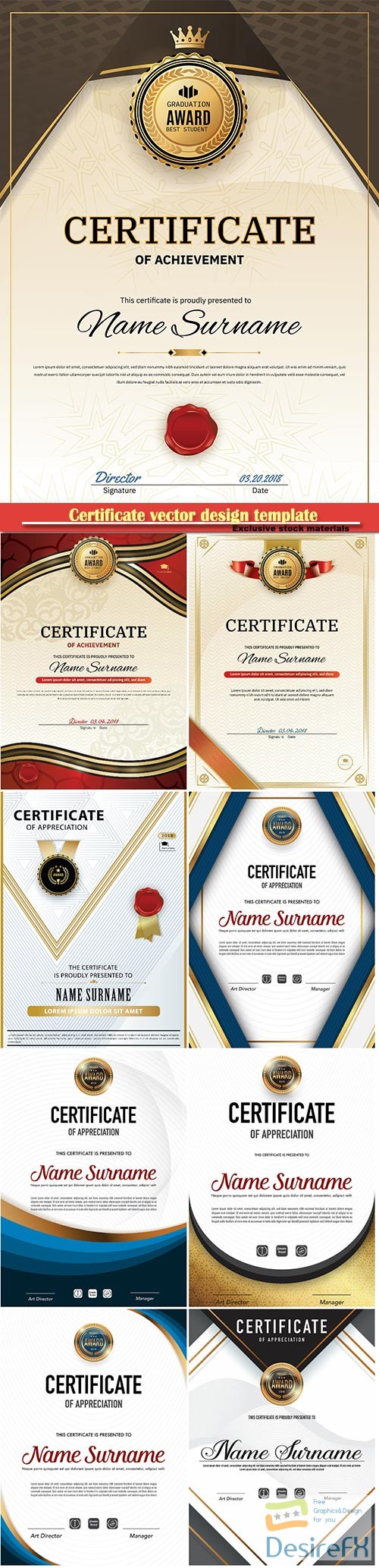 Certificate and vector diploma design template # 66