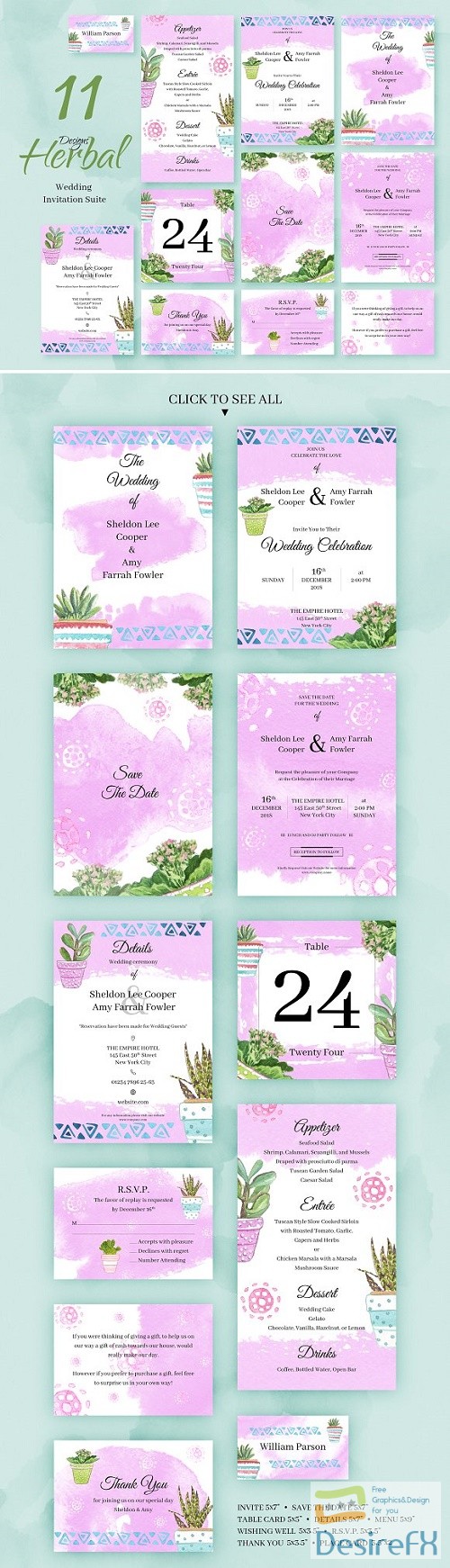 Herbal. Wedding Invitation Package 2219577