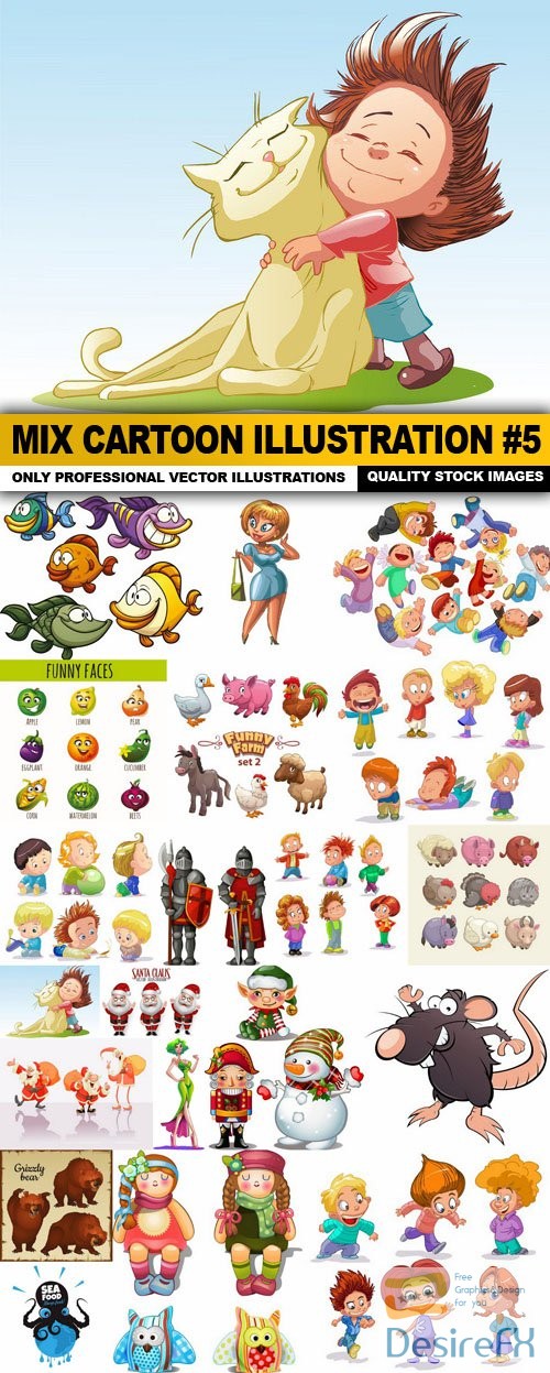Mix cartoon Illustration #5- 20 Vector