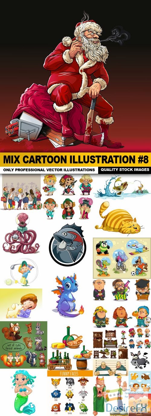 Mix cartoon Illustration #8 - 24 Vector