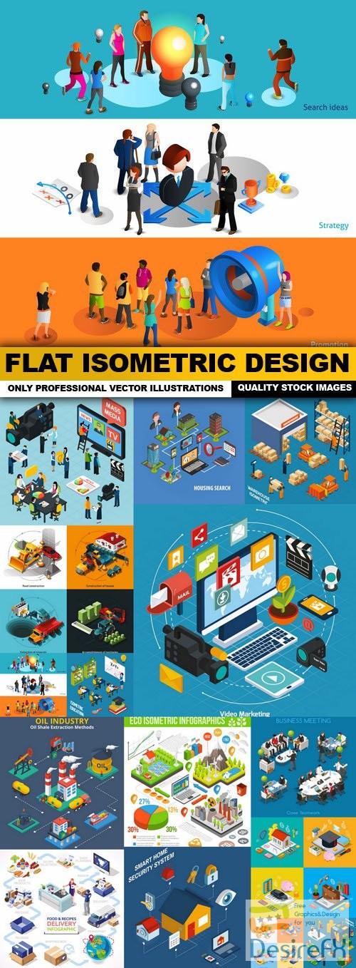 Flat Isometric Design - 15 Vector