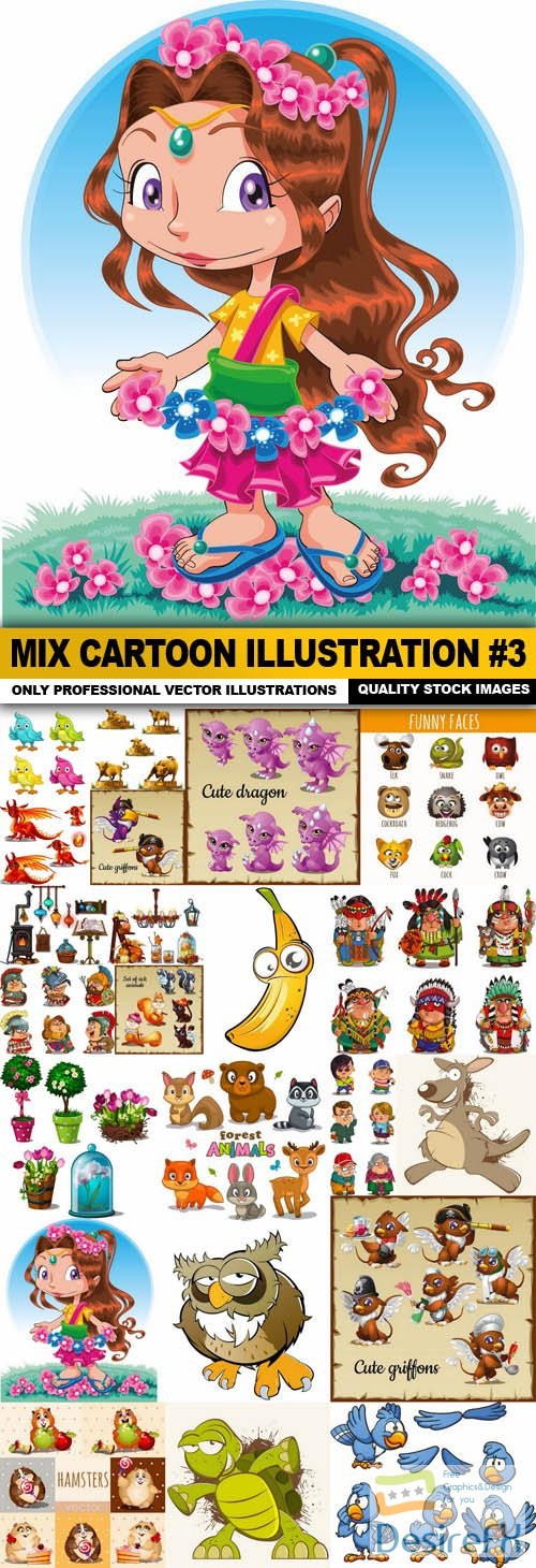 Mix cartoon Illustration #3- 22 Vector