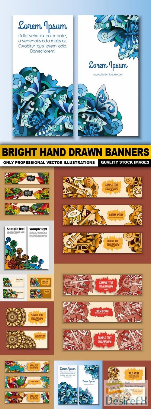 Bright Hand Drawn Banners - 10 Vector