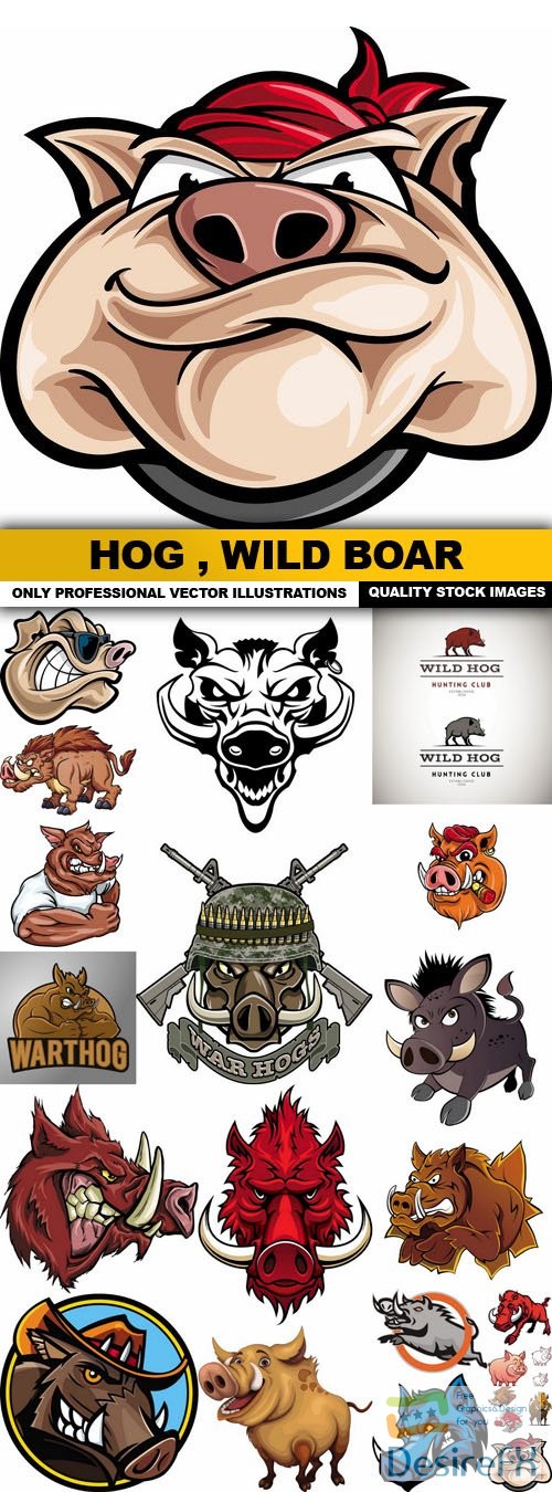 Hog , Wild Boar - 20 Vector