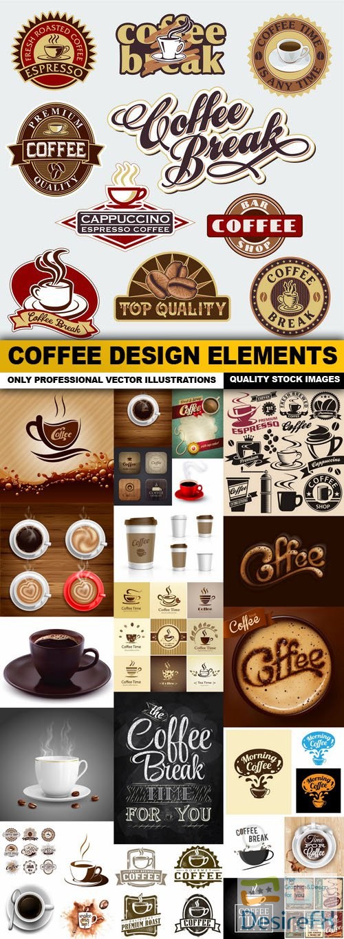 Coffee Design Elements - 25 Vector