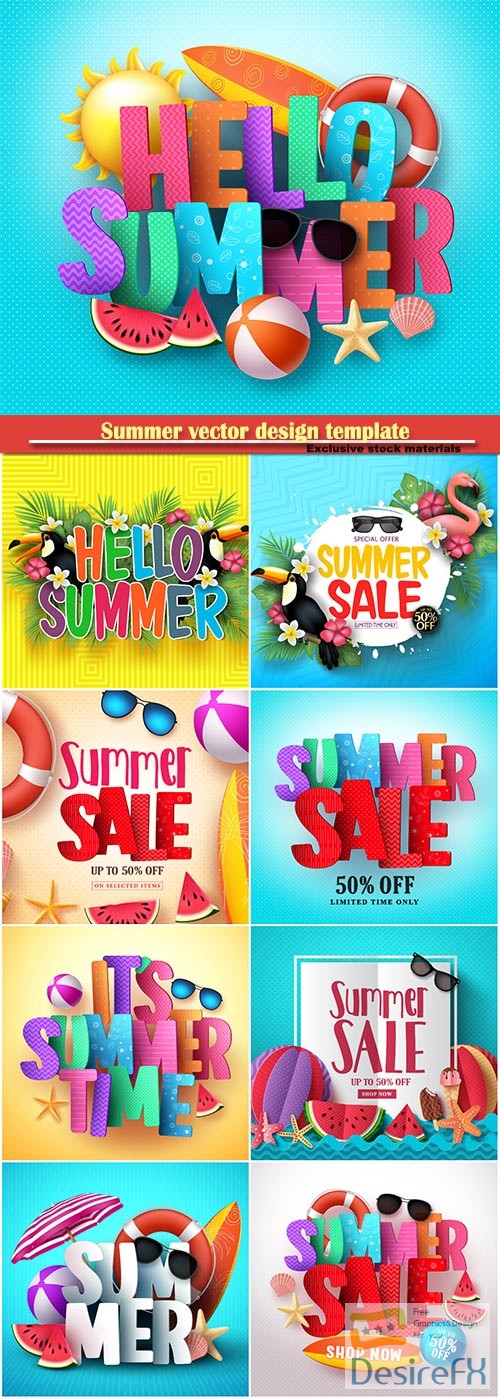 Summer vector design template, sale background